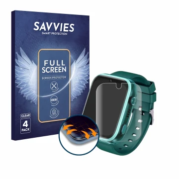 Parte frontal de un envase de producto con el logotipo de la marca Savvies. Al lado se muestra el dispositivo Okyuk T45 1.83