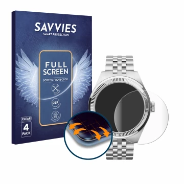 Parte frontal de un envase de producto con el logotipo de la marca Savvies. Al lado se muestra el dispositivo Withings ScanWat