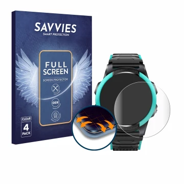 Parte frontal de un envase de producto con el logotipo de la marca Savvies. Al lado se muestra el dispositivo SaveFamily Slim 