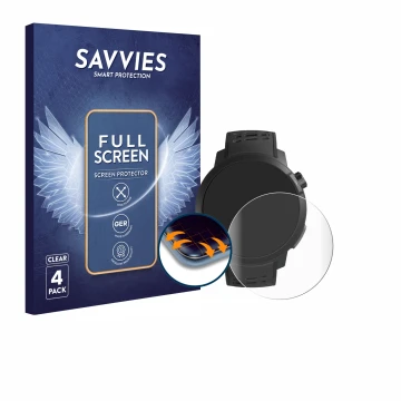 Parte frontal de un envase de producto con el logotipo de la marca Savvies. Al lado se muestra el dispositivo Coros Pace Pro c
