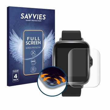 Parte frontal de un envase de producto con el logotipo de la marca Savvies. Al lado se muestra el dispositivo Denver SWC-156 c