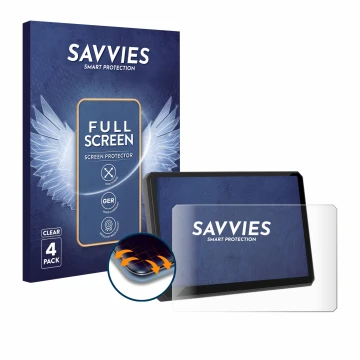 Parte frontal de un envase de producto con el logotipo de la marca Savvies. Al lado se muestra el dispositivo Carpuride W502BS