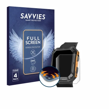 Parte frontal de un envase de producto con el logotipo de la marca Savvies. Al lado se muestra el dispositivo Stahlgear Thor c