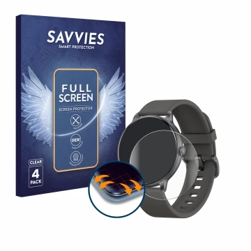 Parte frontal de un envase de producto con el logotipo de la marca Savvies. Al lado se muestra el dispositivo Zppsnfit G1 1.43