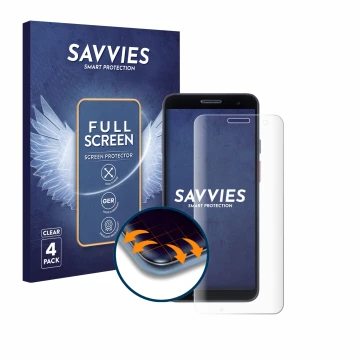 Parte frontal de un envase de producto con el logotipo de la marca Savvies. Al lado se muestra el dispositivo Honeywell CT37 c