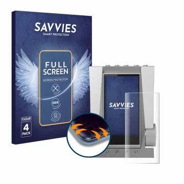 Parte frontal de un envase de producto con el logotipo de la marca Savvies. Al lado se muestra el dispositivo Astell&Kern ACRO