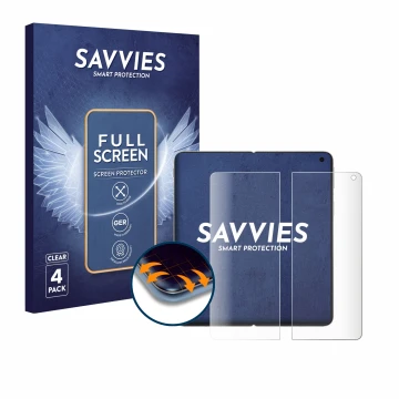 Parte frontal de un envase de producto con el logotipo de la marca Savvies. Al lado se muestra el dispositivo Oppo Find N5 (Pa