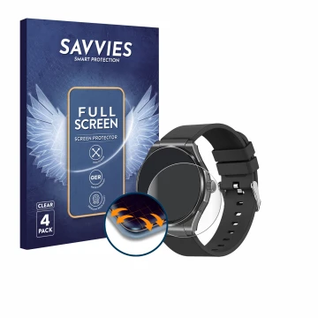 Parte frontal de un envase de producto con el logotipo de la marca Savvies. Al lado se muestra el dispositivo Knauermann Pro 3