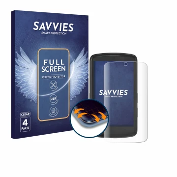 Parte frontal de un envase de producto con el logotipo de la marca Savvies. Al lado se muestra el dispositivo Bryton Rider S81