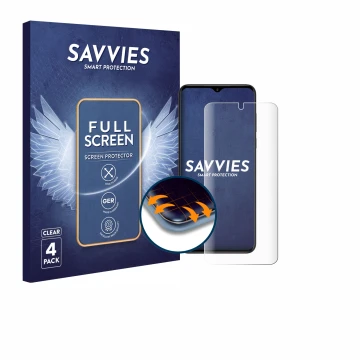 Parte frontal de un envase de producto con el logotipo de la marca Savvies. Al lado se muestra el dispositivo ZTE Nubia Neo co