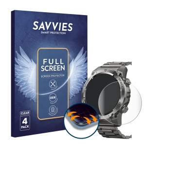 Parte frontal de un envase de producto con el logotipo de la marca Savvies. Al lado se muestra el dispositivo Naixues 55G 1.46