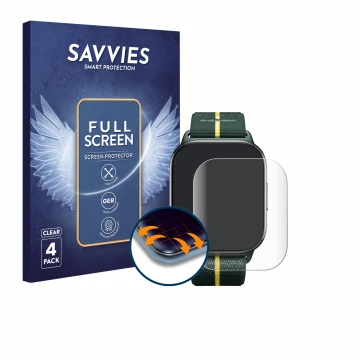 Parte frontal de un envase de producto con el logotipo de la marca Savvies. Al lado se muestra el dispositivo Motorola Moto wa