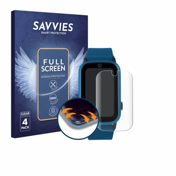 Parte frontal de un envase de producto con el logotipo de la marca Savvies. Al lado se muestra el dispositivo One2Track Connec