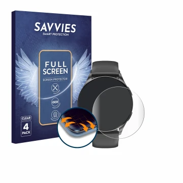 Parte frontal de un envase de producto con el logotipo de la marca Savvies. Al lado se muestra el dispositivo Iowodo W40 1.43