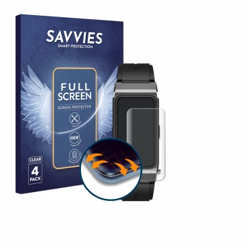 Parte frontal de un envase de producto con el logotipo de la marca Savvies. Al lado se muestra el dispositivo Oukitel BT11 2-i