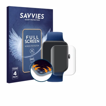 Parte frontal de un envase de producto con el logotipo de la marca Savvies. Al lado se muestra el dispositivo Decathlon CW500 