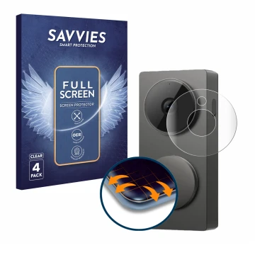 Parte frontal de un envase de producto con el logotipo de la marca Savvies. Al lado se muestra el dispositivo Aqara Hub G410 c