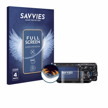 Parte frontal de un envase de producto con el logotipo de la marca Savvies. Al lado se muestra el dispositivo Yaesu FTX-1 con 