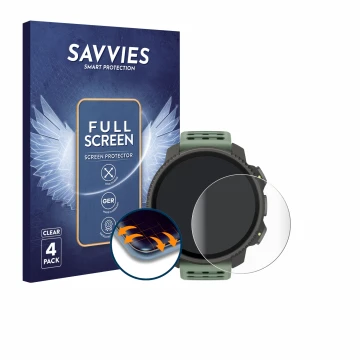 Parte frontal de un envase de producto con el logotipo de la marca Savvies. Al lado se muestra el dispositivo Suunto Vertical 