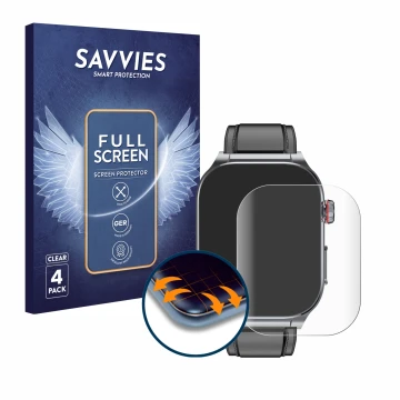 Parte frontal de un envase de producto con el logotipo de la marca Savvies. Al lado se muestra el dispositivo Kardena Care Pro