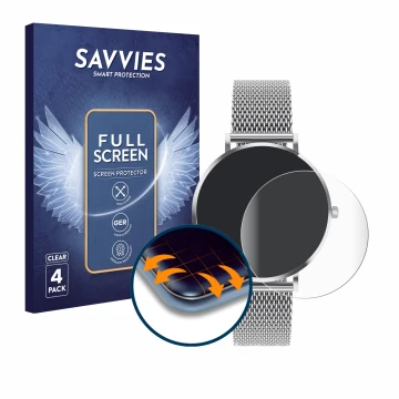 Parte frontal de un envase de producto con el logotipo de la marca Savvies. Al lado se muestra el dispositivo Pireware Amory 5