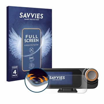Parte frontal de un envase de producto con el logotipo de la marca Savvies. Al lado se muestra el dispositivo DJI Mic 3 (Recei