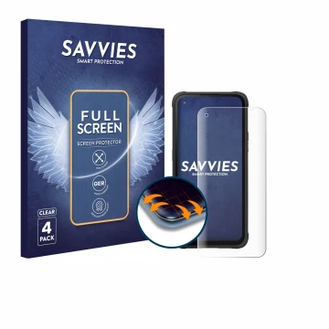 Parte frontal de un envase de producto con el logotipo de la marca Savvies. Al lado se muestra el dispositivo Hammer Blade V 5
