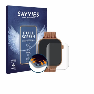 Parte frontal de un envase de producto con el logotipo de la marca Savvies. Al lado se muestra el dispositivo Techmade M-GLAM0