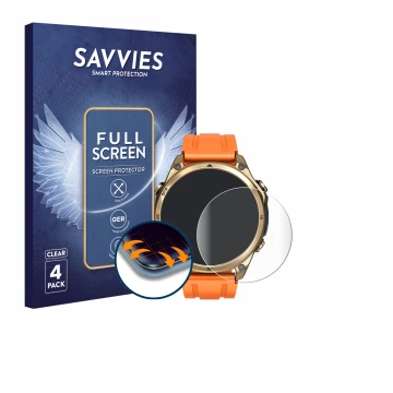 Parte frontal de un envase de producto con el logotipo de la marca Savvies. Al lado se muestra el dispositivo Doogee Anywise W