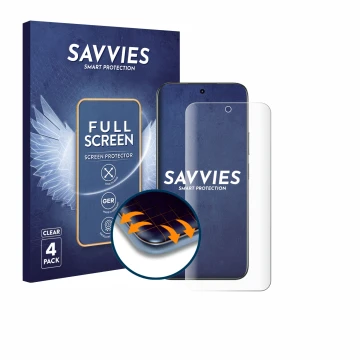 Parte frontal de un envase de producto con el logotipo de la marca Savvies. Al lado se muestra el dispositivo realme C85 4G co