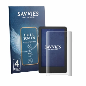 Parte frontal de un envase de producto con el logotipo de la marca Savvies. Al lado se muestra el dispositivo Xteink X4 Classi