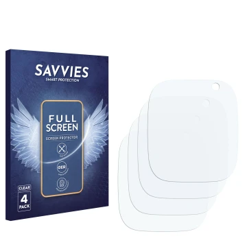 Parte frontal de un envase de producto con el logotipo de la marca Savvies. Al lado está el protector de pantalla correspondie