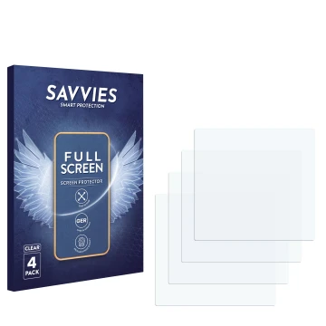 Parte frontal de un envase de producto con el logotipo de la marca Savvies. Al lado está el protector de pantalla correspondie