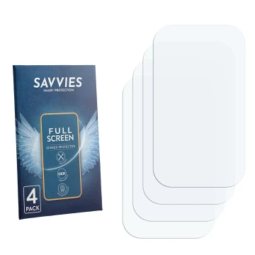 Parte frontal de un envase de producto con el logotipo de la marca Savvies. Al lado está el protector de pantalla correspondie