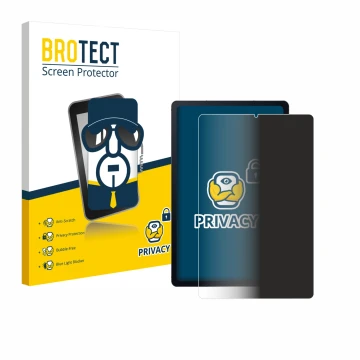 Parte frontal de un envase de producto con el logotipo de la marca BROTECT. Al lado se muestra el dispositivo Samsung Galaxy T