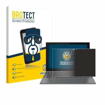 Parte frontal de un envase de producto con el logotipo de la marca BROTECT. Al lado se muestra el dispositivo Lenovo IdeaPad D