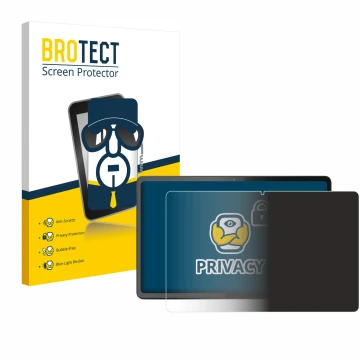 Parte frontal de un envase de producto con el logotipo de la marca BROTECT. Al lado se muestra el dispositivo Lenovo Tab P11 G