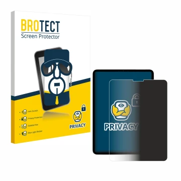 Parte frontal de un envase de producto con el logotipo de la marca BROTECT. Al lado se muestra el dispositivo Apple iPad Pro 1
