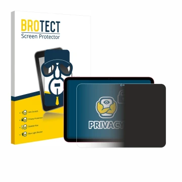 Parte frontal de un envase de producto con el logotipo de la marca BROTECT. Al lado se muestra el dispositivo Apple iPad 10.9