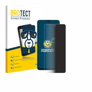 Parte frontal de un envase de producto con el logotipo de la marca BROTECT. Al lado se muestra el dispositivo Honor 90 Lite co