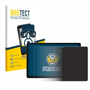 Parte frontal de un envase de producto con el logotipo de la marca BROTECT. Al lado se muestra el dispositivo Samsung Galaxy T