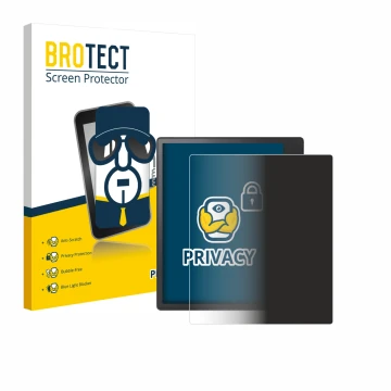 Parte frontal de un envase de producto con el logotipo de la marca BROTECT. Al lado se muestra el dispositivo Kobo Elipsa 2E c