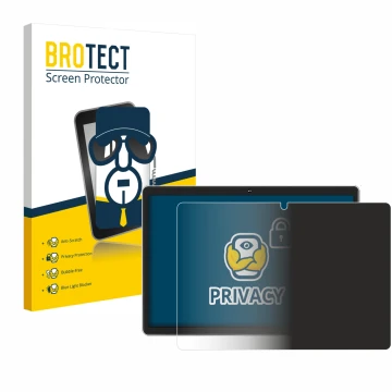 Parte frontal de un envase de producto con el logotipo de la marca BROTECT. Al lado se muestra el dispositivo Facetel Q6 con s