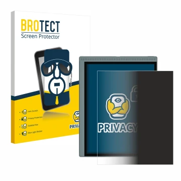 Parte frontal de un envase de producto con el logotipo de la marca BROTECT. Al lado se muestra el dispositivo Bigme B1051C con