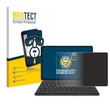 Parte frontal de un envase de producto con el logotipo de la marca BROTECT. Al lado se muestra el dispositivo BESTTAB A20 con 