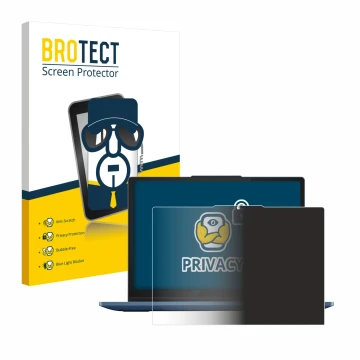 Parte frontal de un envase de producto con el logotipo de la marca BROTECT. Al lado se muestra el dispositivo Lenovo IdeaPad F