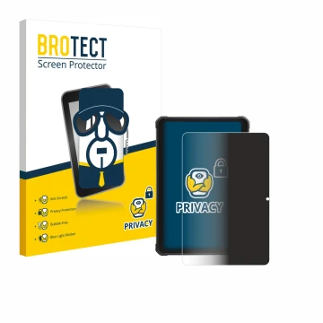 Parte frontal de un envase de producto con el logotipo de la marca BROTECT. Al lado se muestra el dispositivo Hotwav R10 Pro c