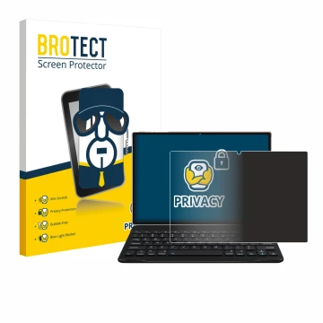 Parte frontal de un envase de producto con el logotipo de la marca BROTECT. Al lado se muestra el dispositivo DEERTiME E6 10.1