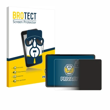 Parte frontal de un envase de producto con el logotipo de la marca BROTECT. Al lado se muestra el dispositivo Doogee Tab A9 co