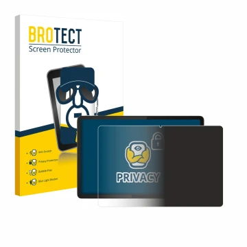 Parte frontal de un envase de producto con el logotipo de la marca BROTECT. Al lado se muestra el dispositivo Lenovo Tab K11e 